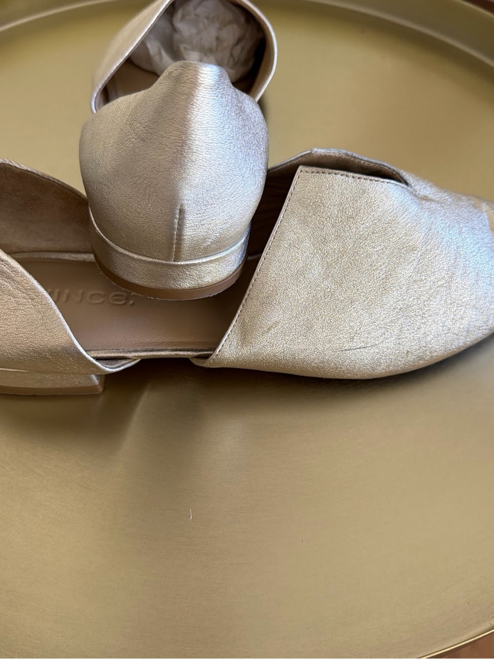 Vince Metallic Gold Pointed D'Orsay Flats - Picture 3 of 5